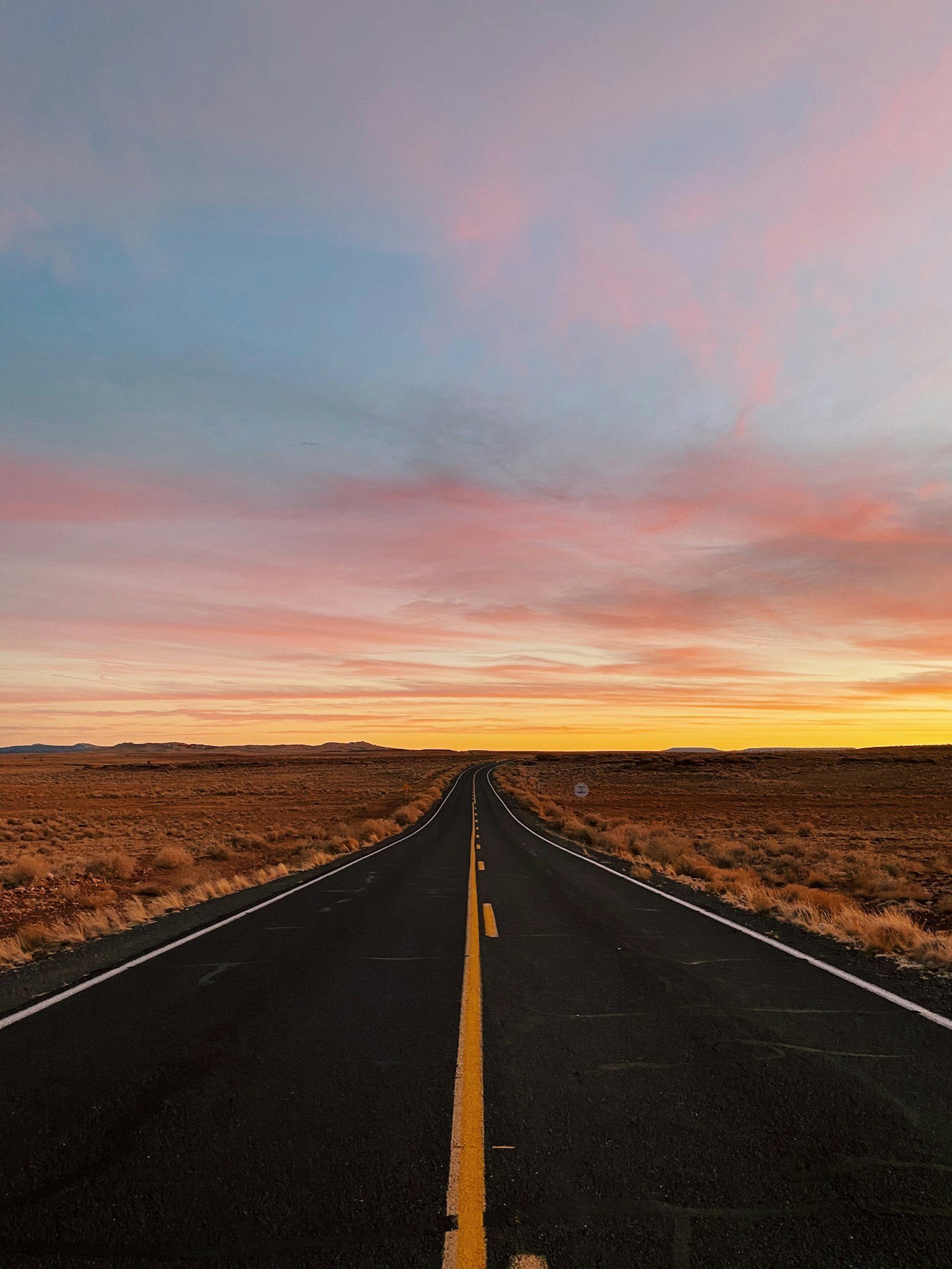Open road at sunset
