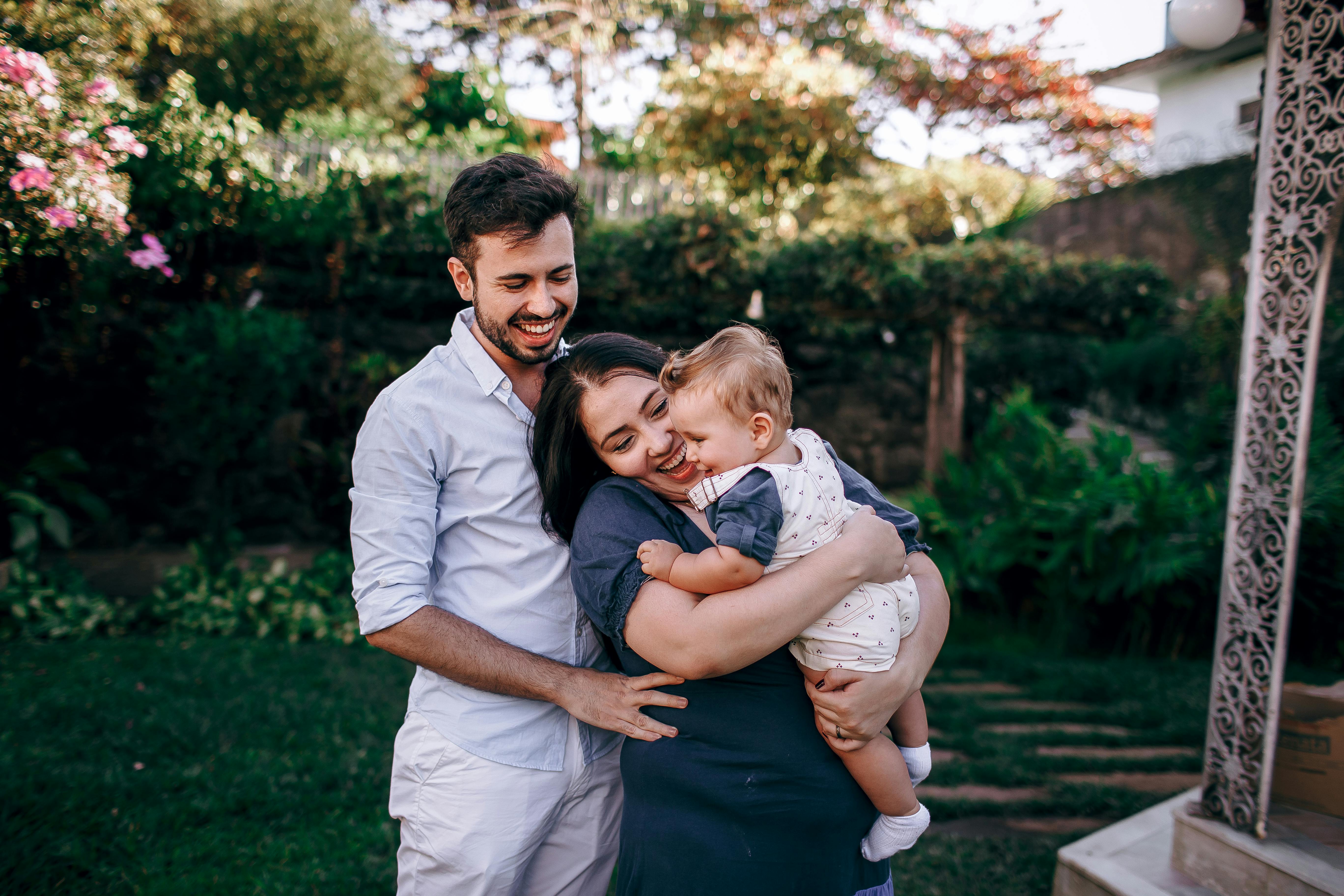Family outside in yard